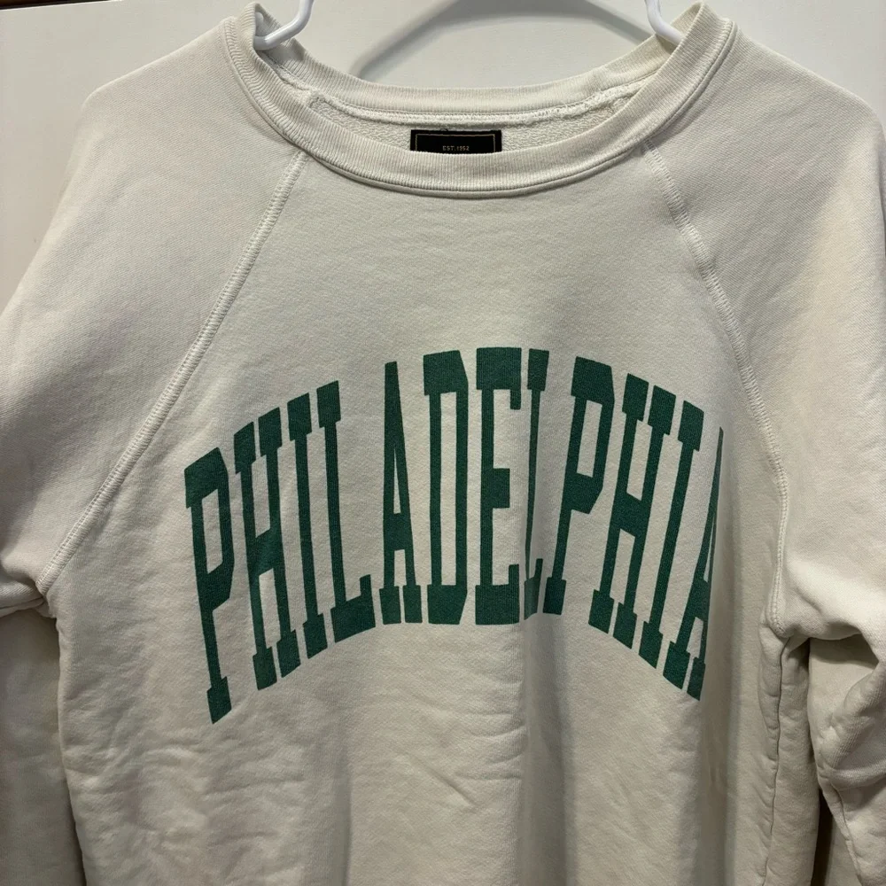 Women's Cream Sweatshirt with Green Print - Picture 6 of 6